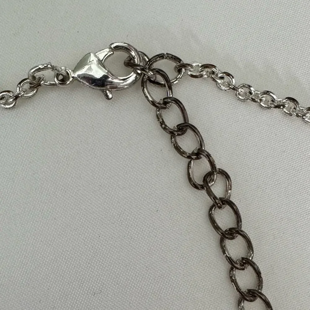Silvertone Gem Necklace 11” with extender